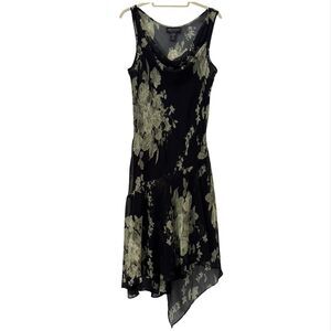 Vtg Y2k Boho Asymmetrical Grunge Witchy Fairy Whimsigoth Dress XL Black Green